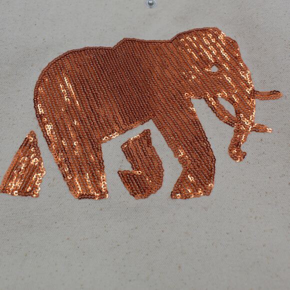 Banana Republic Elephant Tote Bag Canvas Sequin Copper Cotton Eco Shopper - Picture 12 of 12